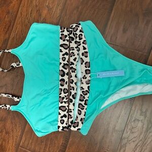 Popvil Turquoise Leopard Print Bikini Set